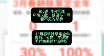 第6节：时间管理环境天敌，低温与干旱&mdash;&mdash;看不见的杀手，课程：《3月春耕除草定全年：省钱、省药、不烧苗、少打两遍药的秘密》